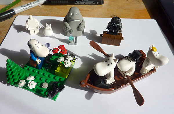my hand-made heads, and Lego bodied Moomin